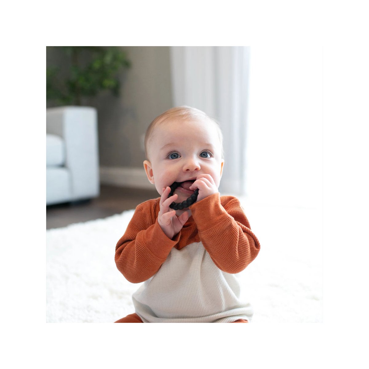 Beaded teether Rings - Gray/Black/White