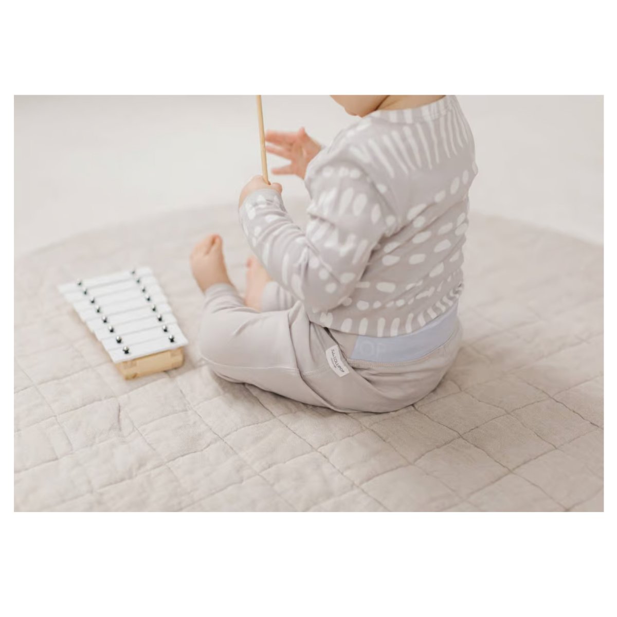 Long Sleeve Bodysuit In Tencel - Grey Mudcloth