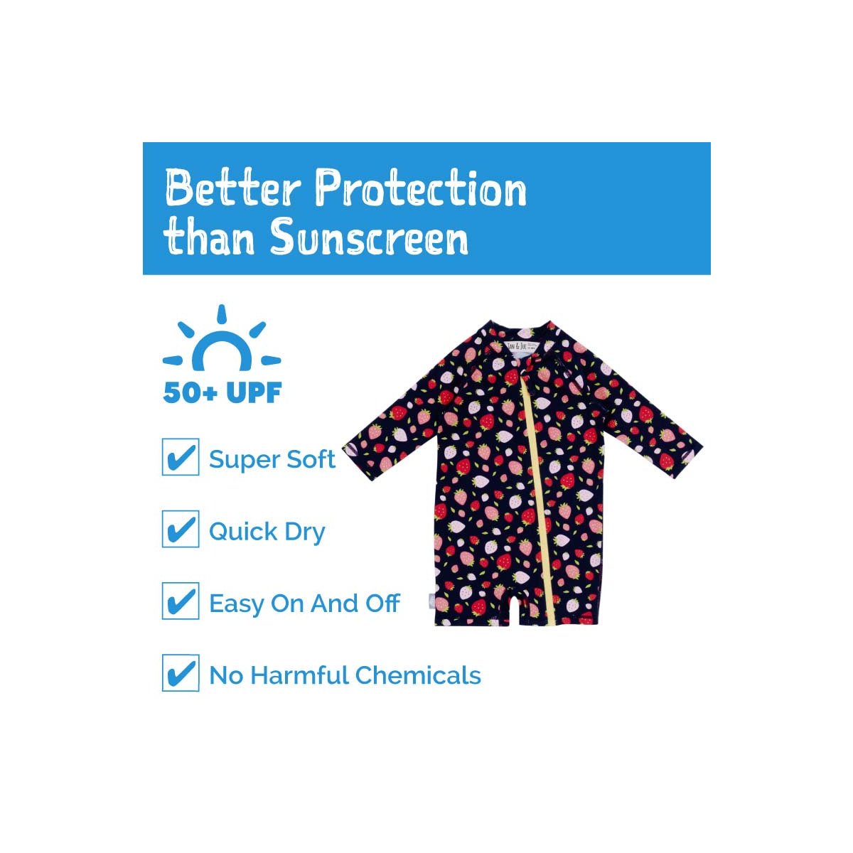 Long Sleeve One Piece UV Jumpsuit - Strawberry