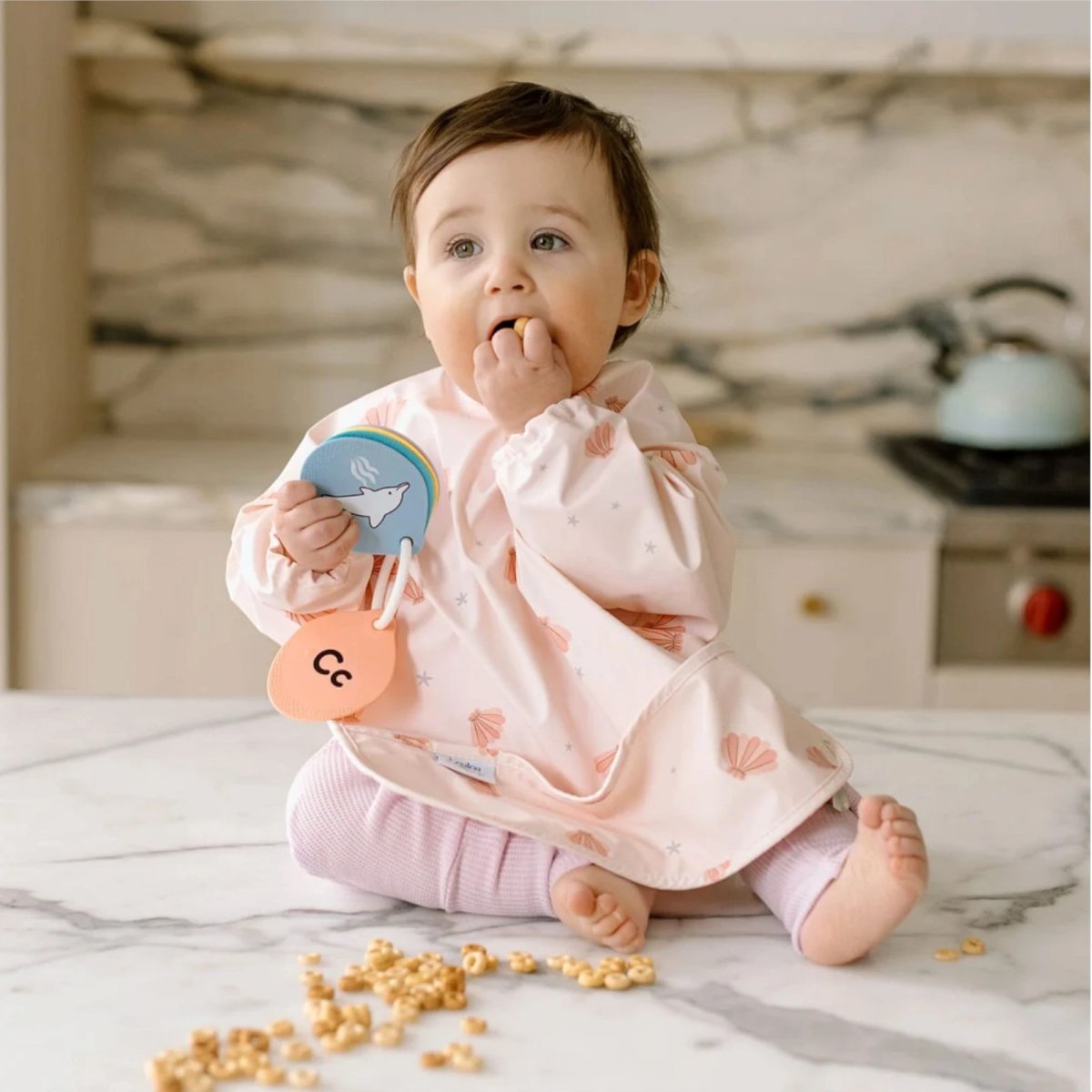 Long Sleeve Waterproof Bib - Seashells