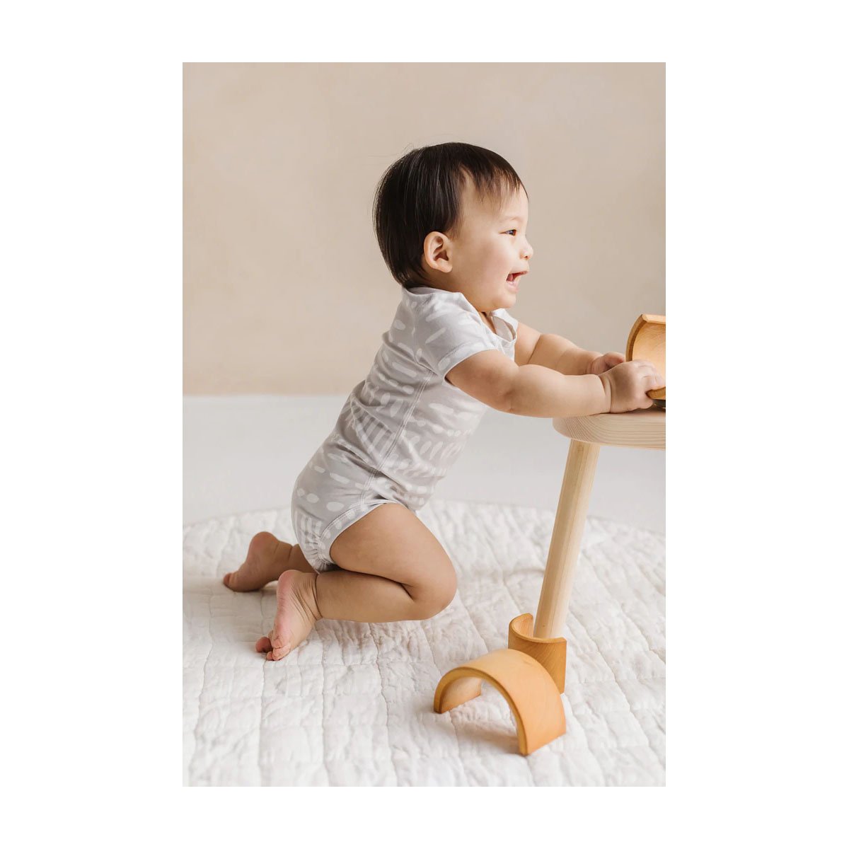 Short Sleeve Bodysuit - Grey Mudcloth