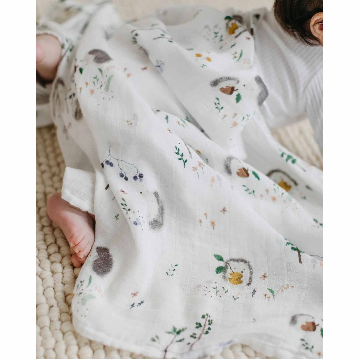 Muslin Swaddle Blanket - Hedgehogs