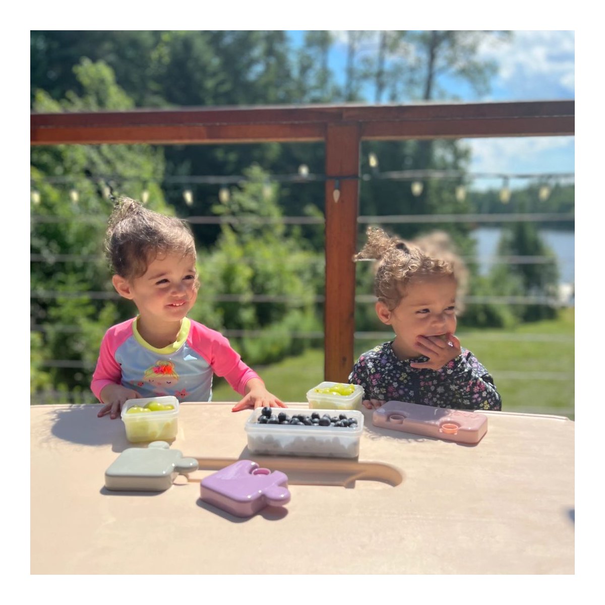 Puzzle Food Storage Container - Blue/Lime/Mint