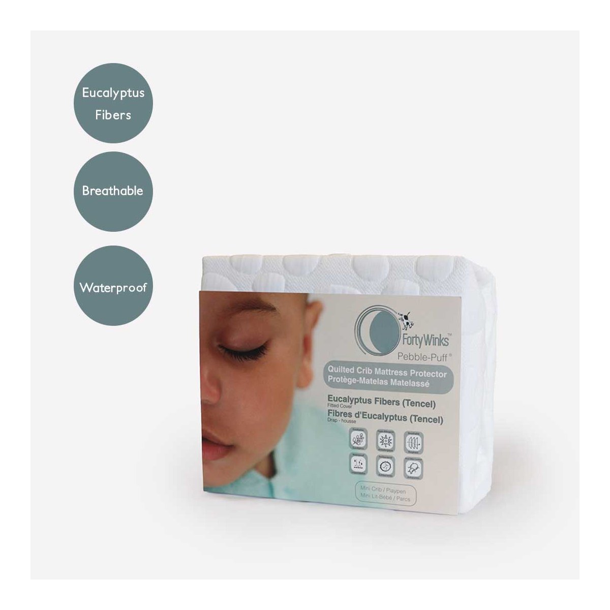 Quilted Mini Crib Mattress Protector - Eucalyptus Fibers