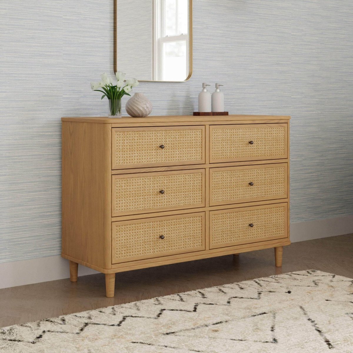 Marin with Cane 6 Drawer - Honey Cane