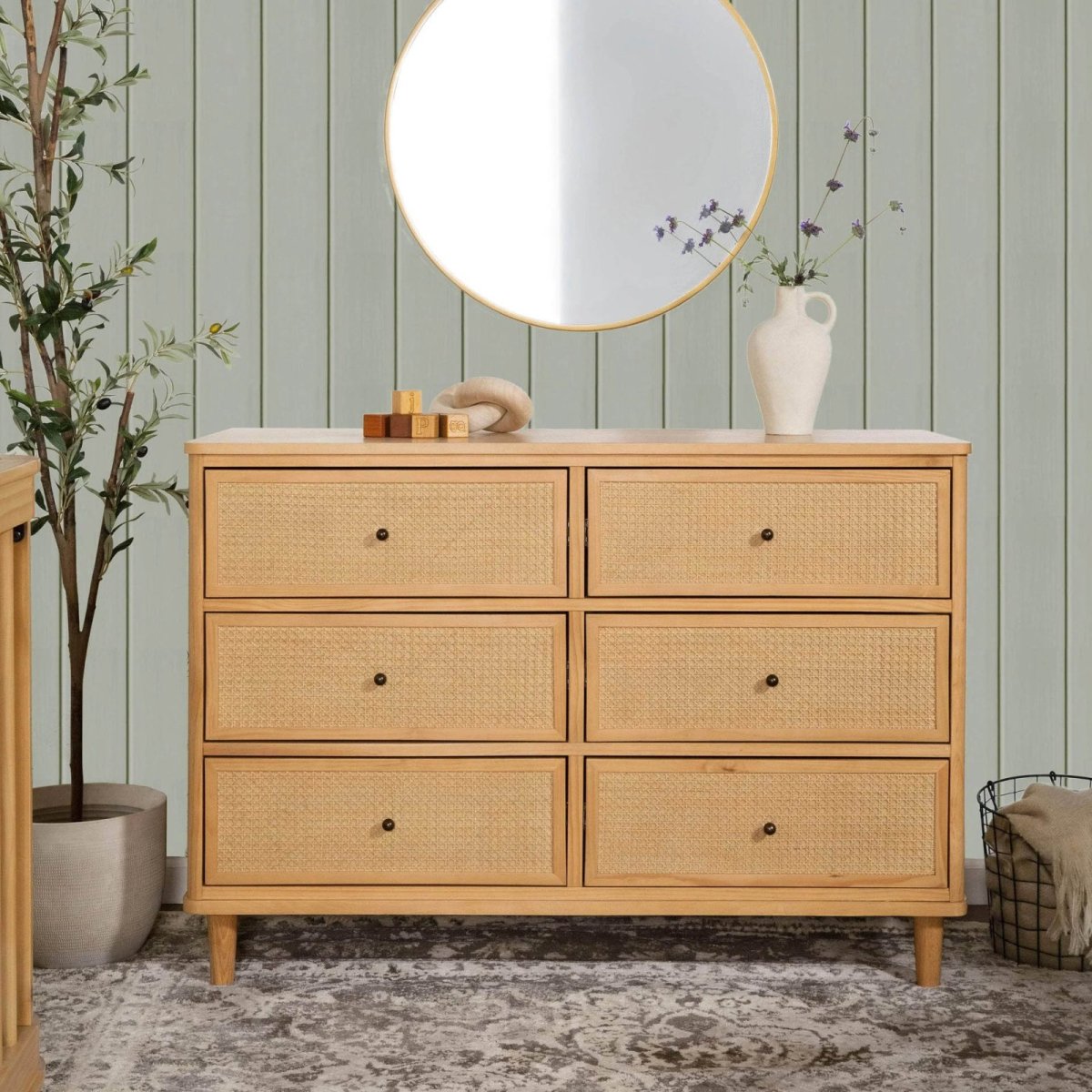 Marin with Cane 6 Drawer - Honey Cane