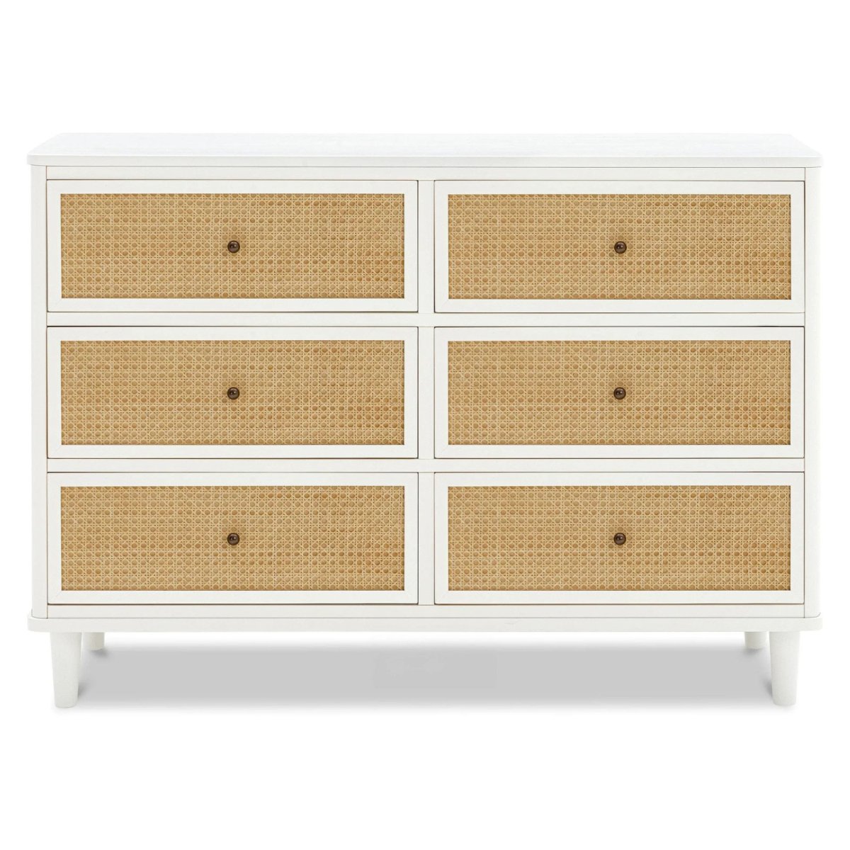 Marin with Cane 6 Drawer - Warm White and Honey cane