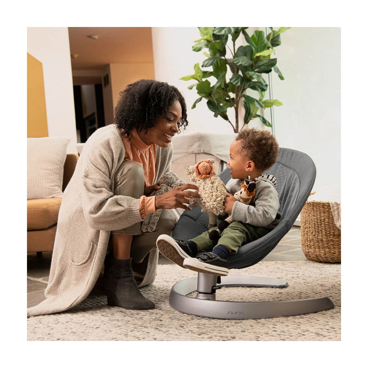 Leaf Grow Swing with Toy Bar- Charcoal