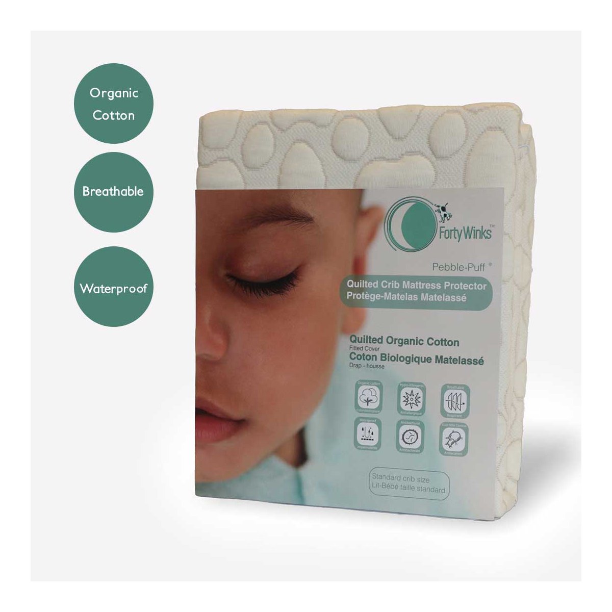 Quilted Crib Mattress Protector - Organic Cotton