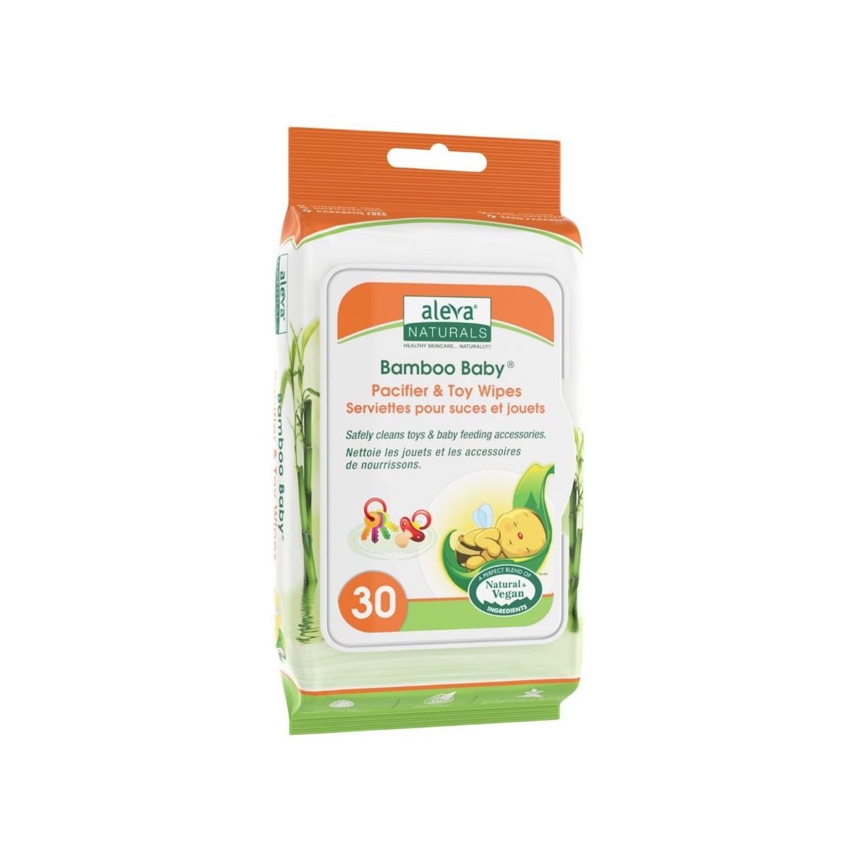 Bamboo Baby Pacifier & Toy Wipes 30 Count