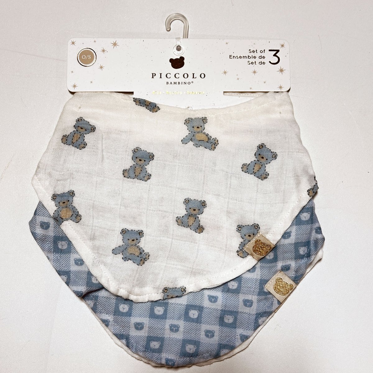 3 Pack Muslin Milk Bibs - Blue