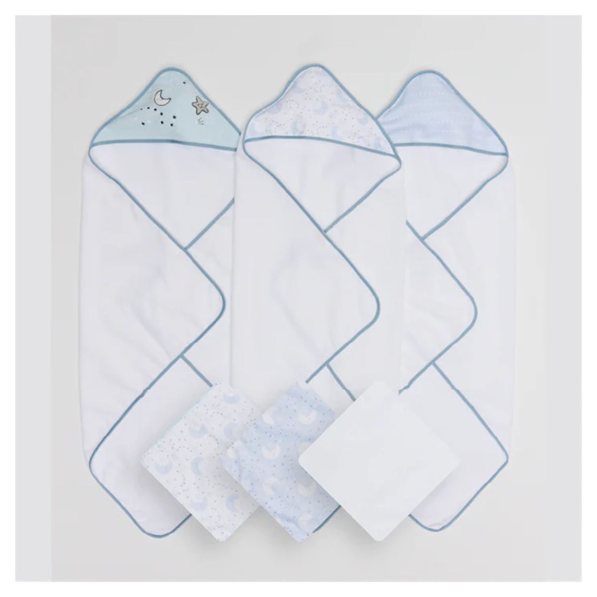 6 Pack Towel & Washcloth Set - Blue
