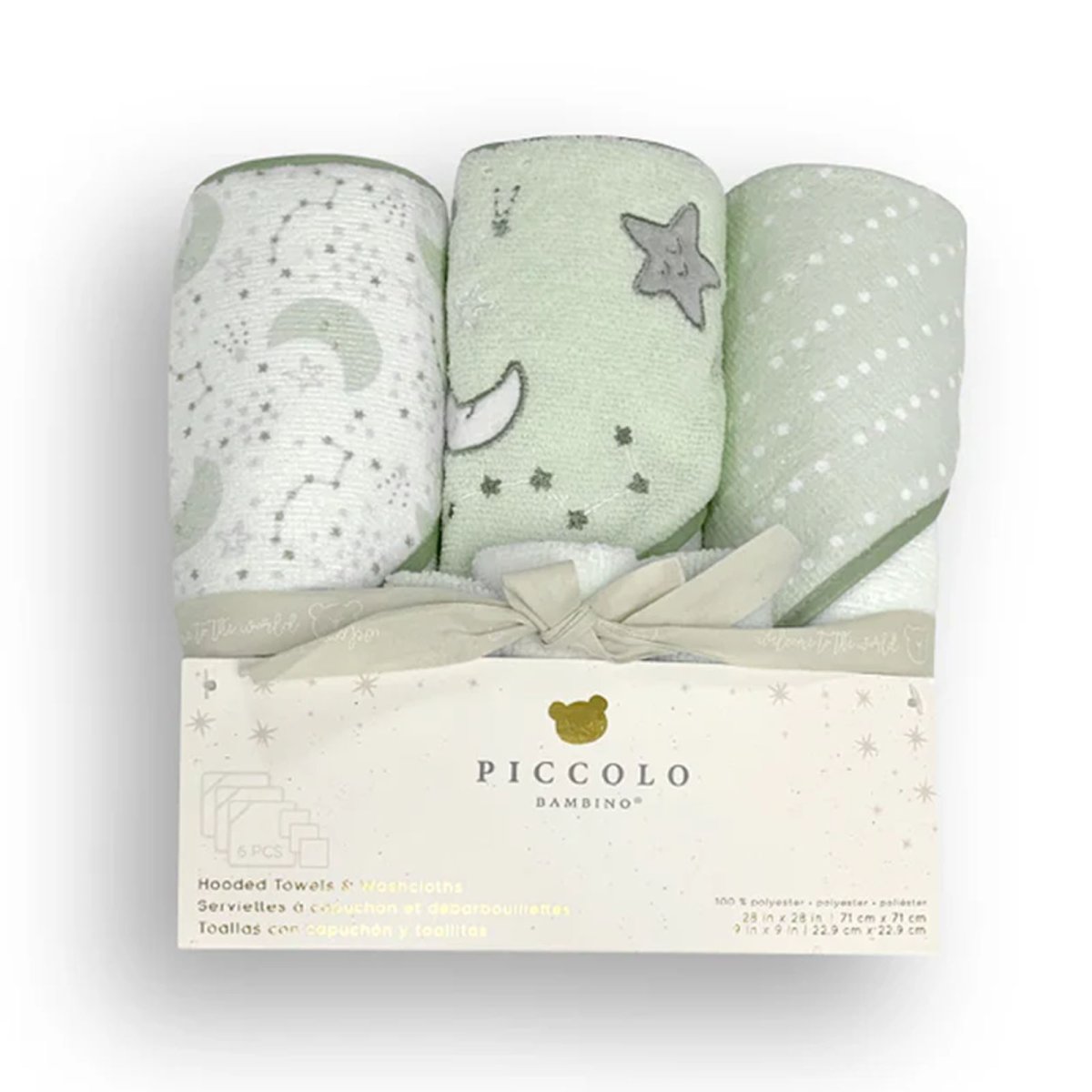 6 Pack Towel & Washcloth Set - Green