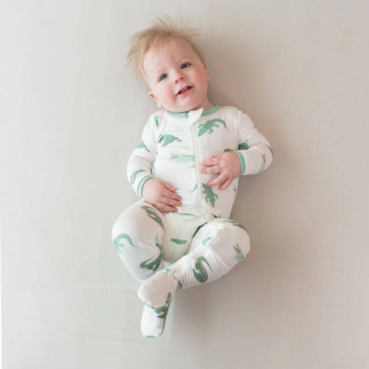 Printed Zippered Footie - Crocodile