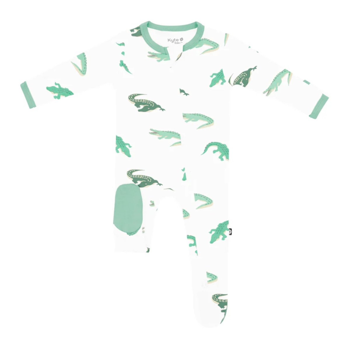 Printed Zippered Footie - Crocodile