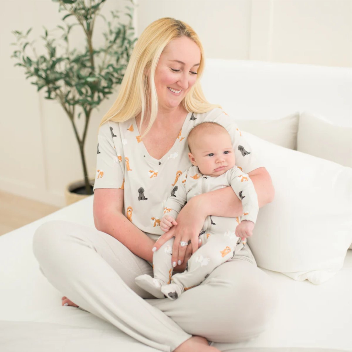 Printed Zippered Footie - Fluffy Dog