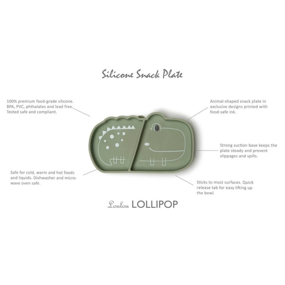 Silicone Snack Plate - Alligator/Sage