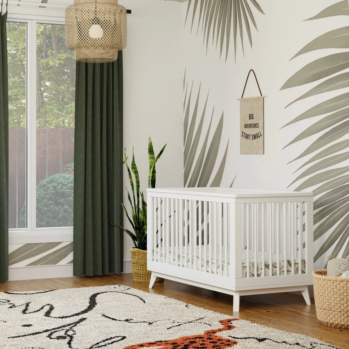 Scoot 3 In 1 Crib With Toddler Rail - White