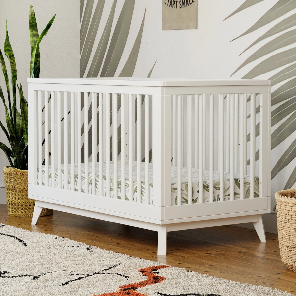 Scoot 3 In 1 Crib With Toddler Rail - White