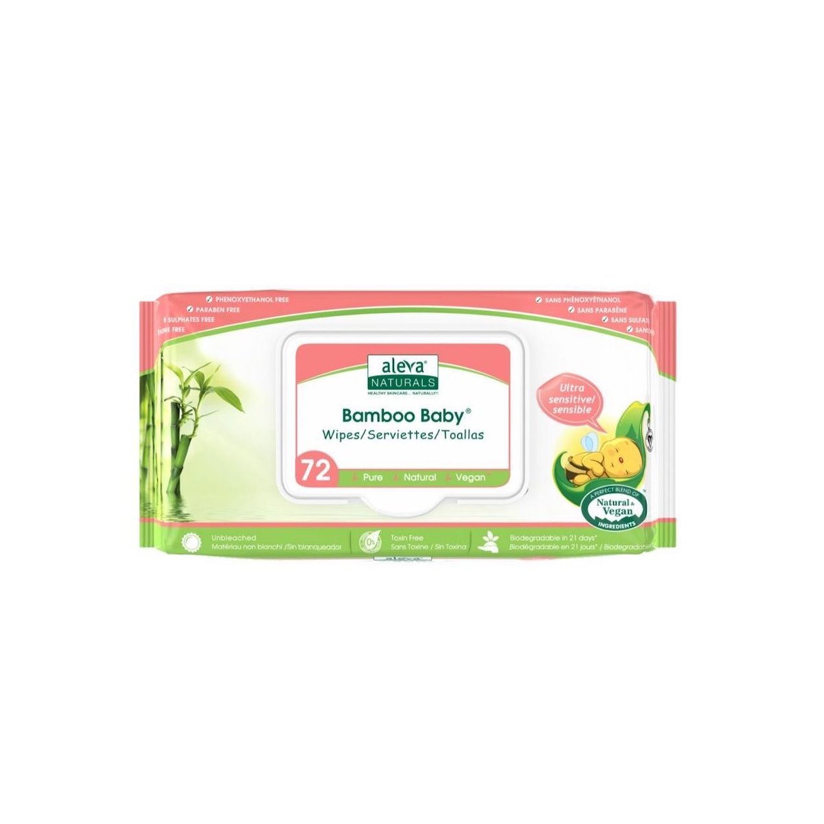 Bamboo Baby Sensitive Wipes 72 Count