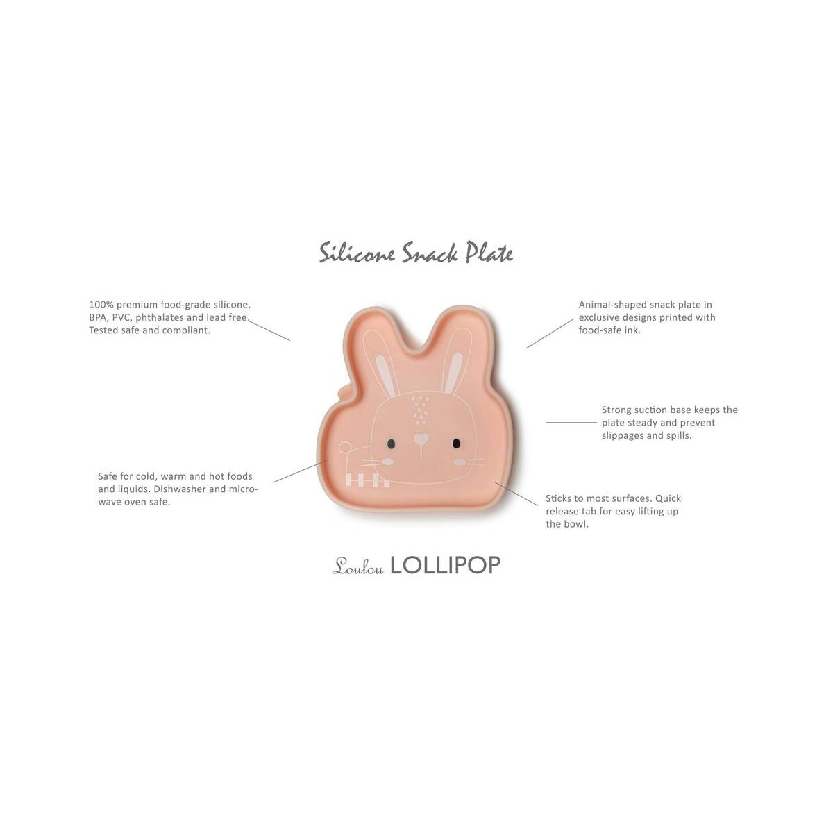 Silicone Snack Plate - Bunny/Blush Pink