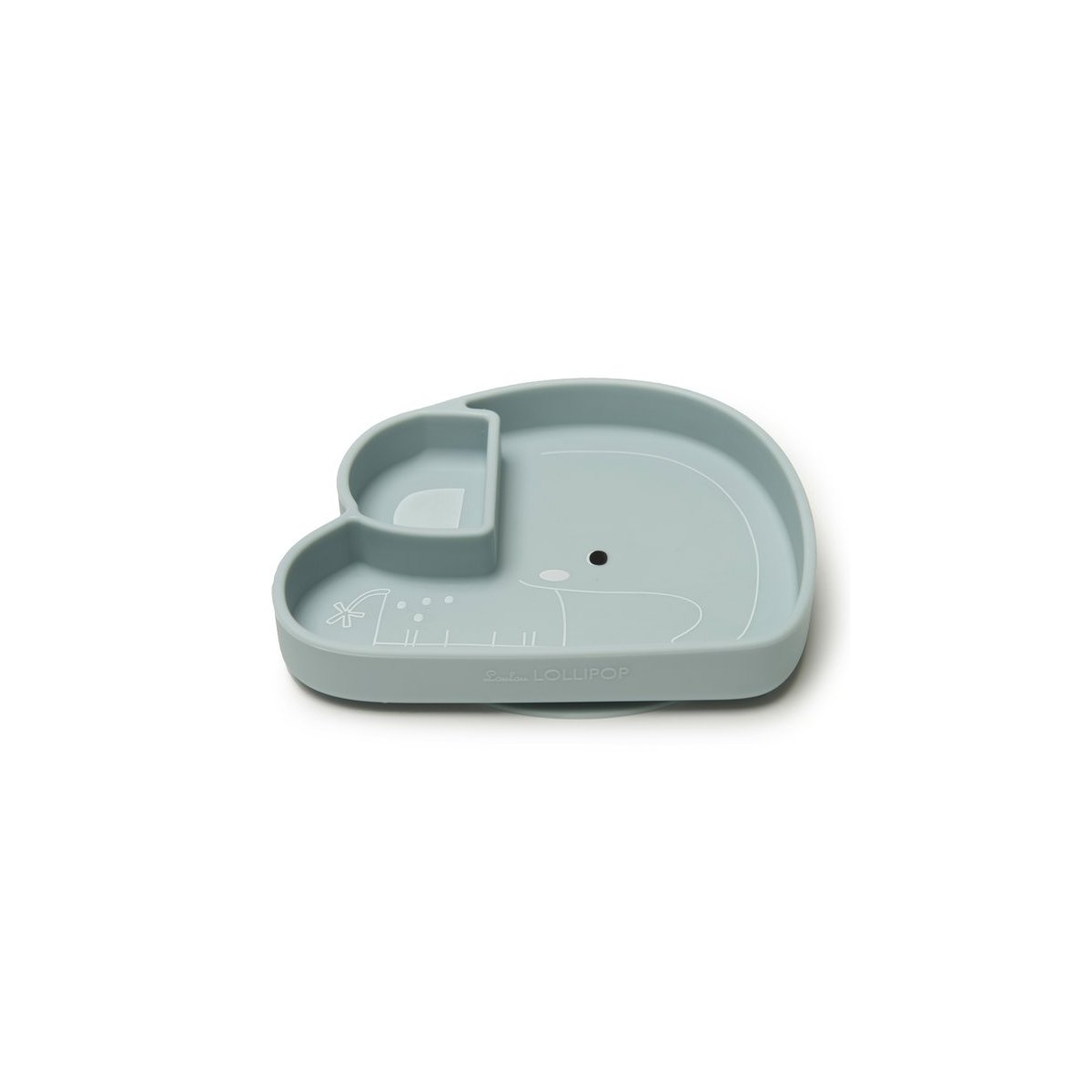 Silicone Snack Plate - Elephant/Blue
