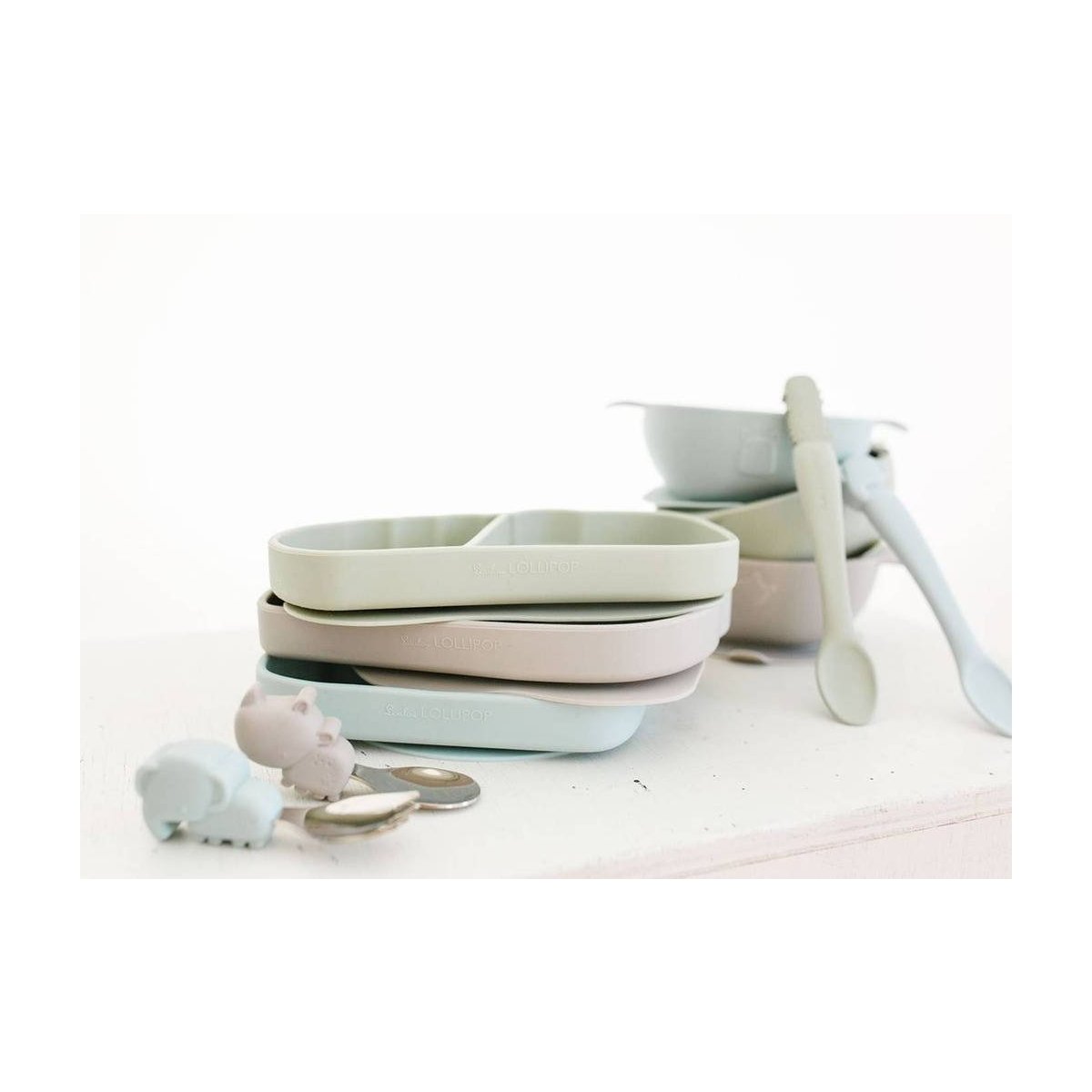 Silicone Snack Plate - Elephant/Blue