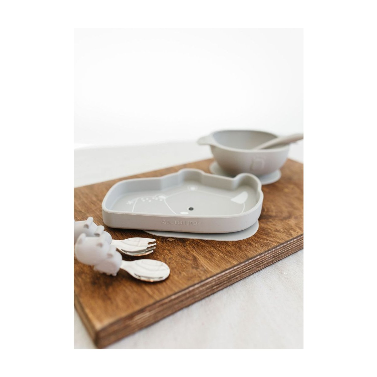 Silicone Snack Plate - Rhino/Silver Grey