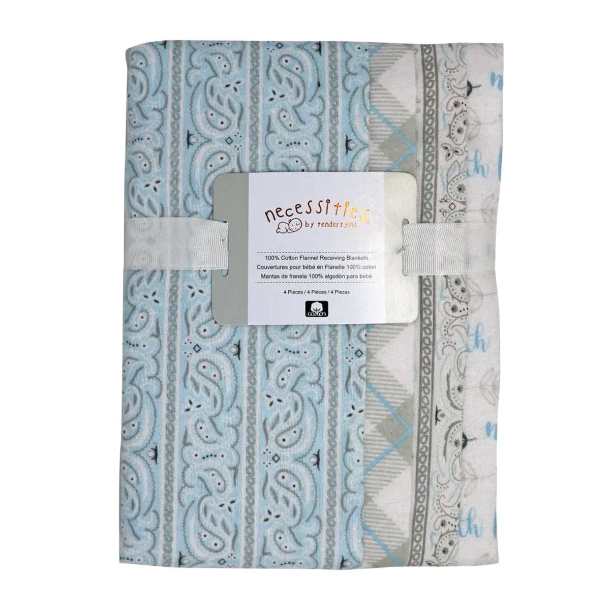 4 Pack Receiving Blankets - Blue