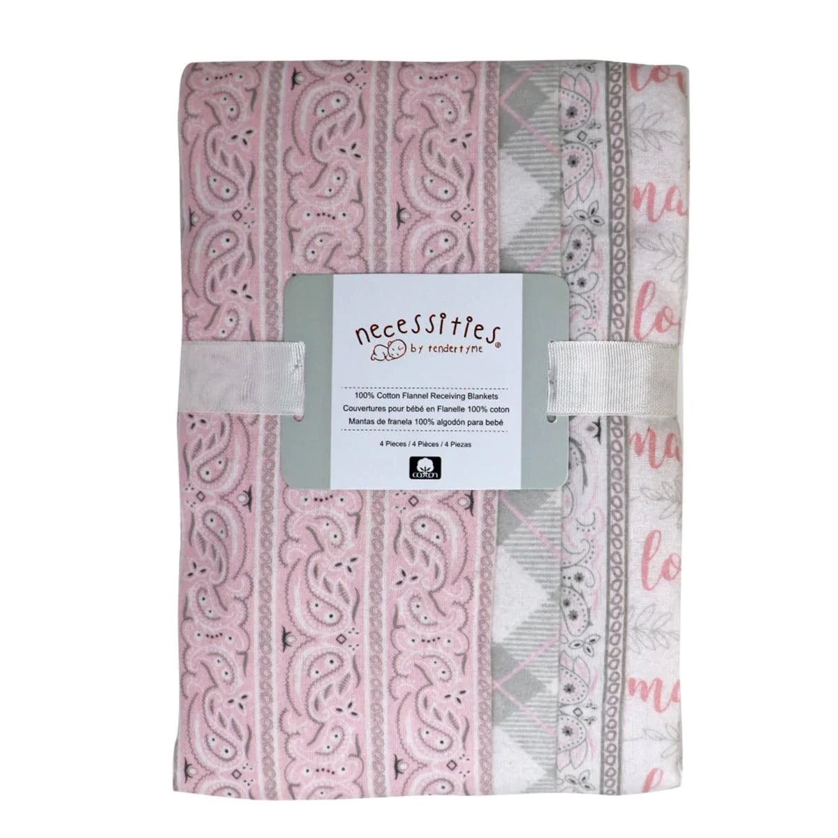 4 Pack Receiving Blankets - Pink