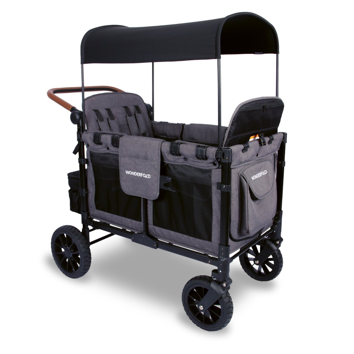 W4 LUXE Premium Quad Stroller - Charcoal Gray with Black Frame