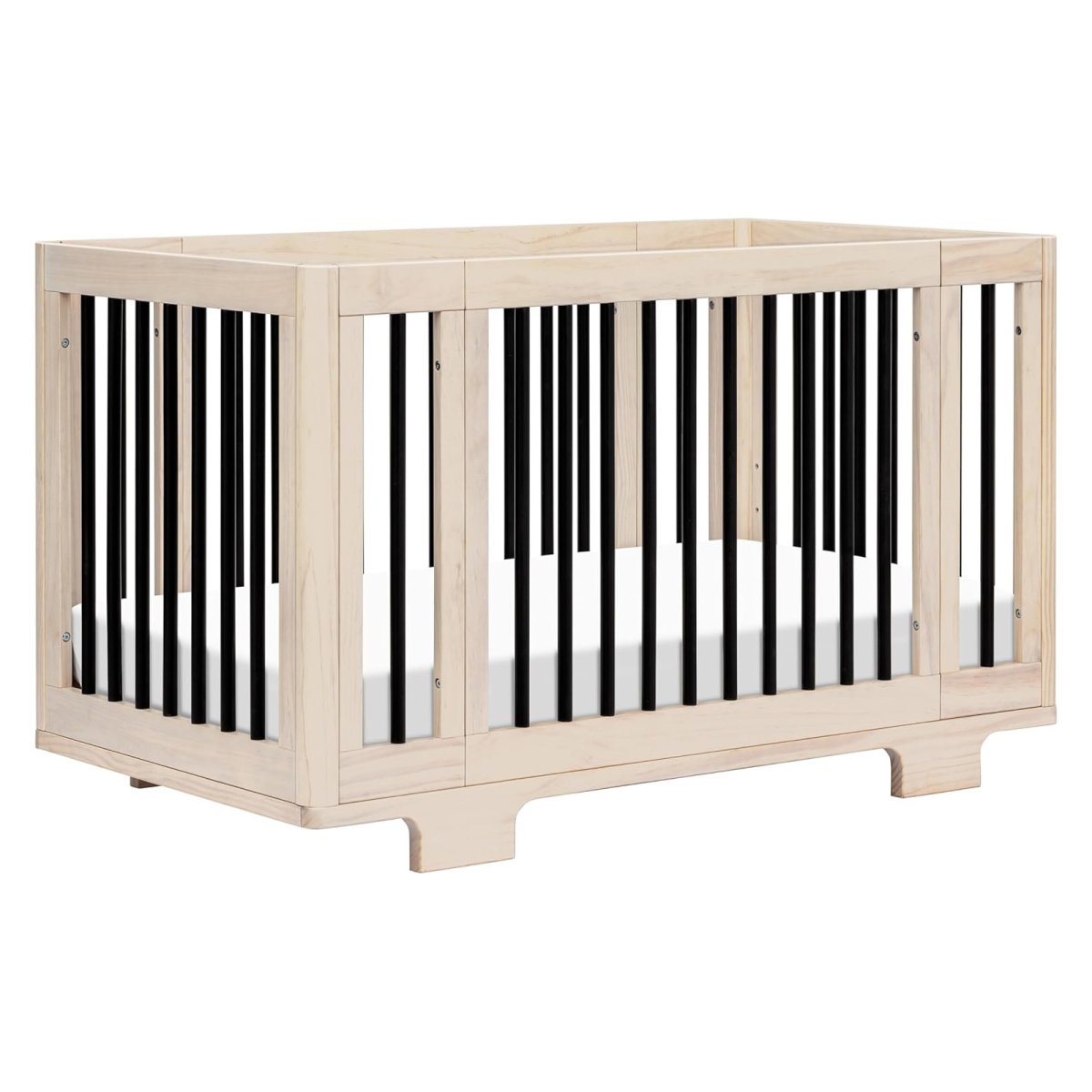 Yuzu 8 in 1 Convertible Crib with All Stages Conversion Kit - Washed Natural/Black