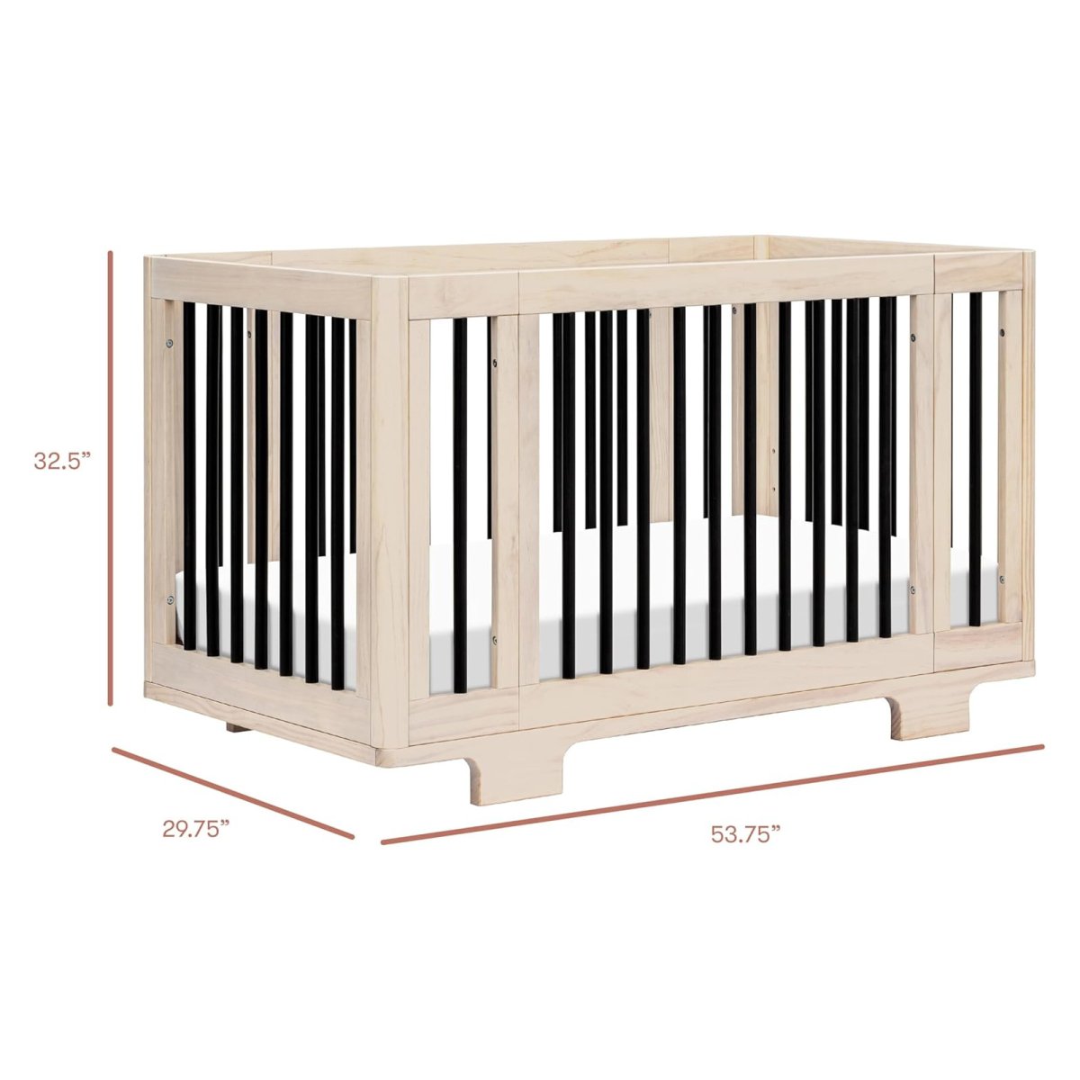 Yuzu 8 in 1 Convertible Crib with All Stages Conversion Kit - Washed Natural/Black
