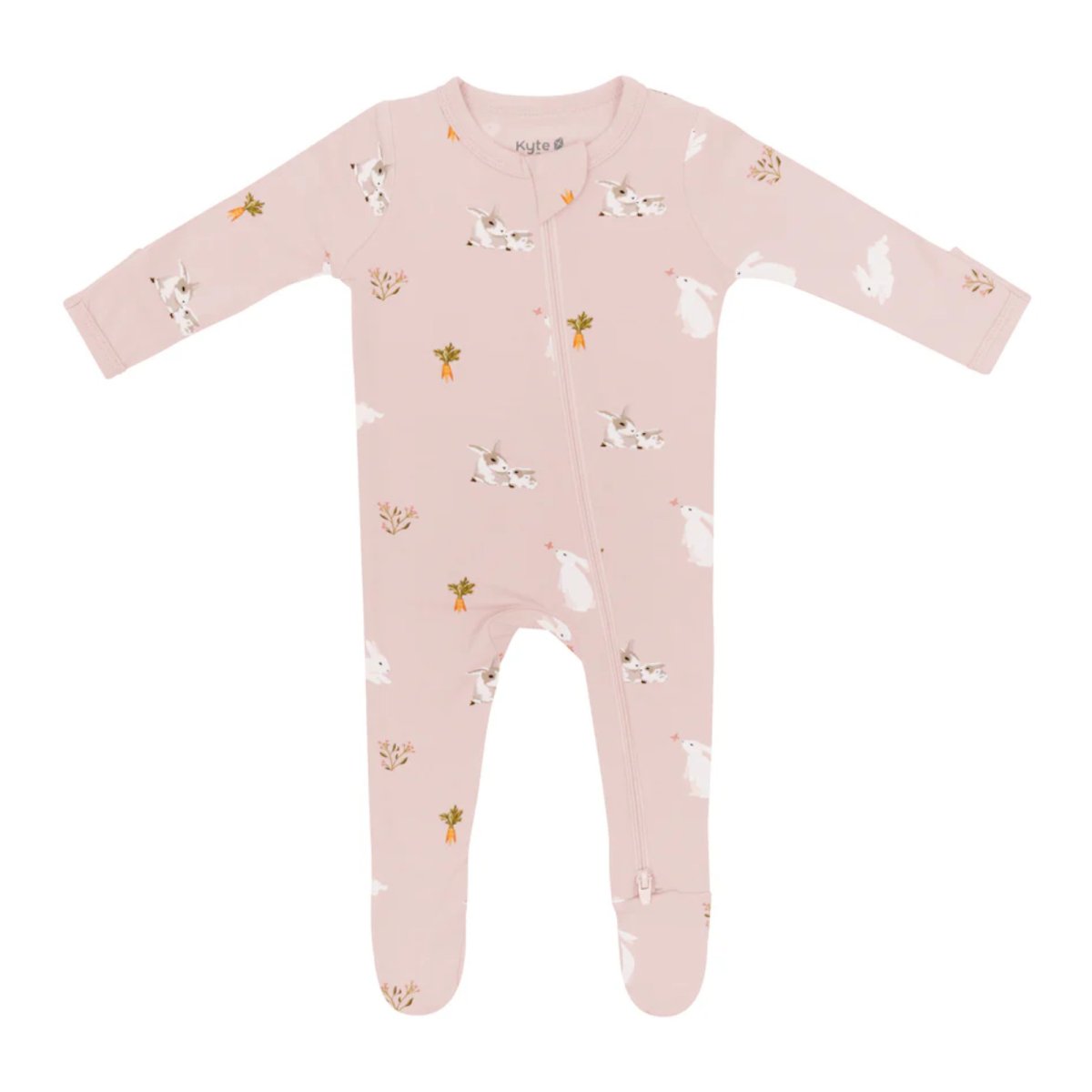 Printed Zippered Footie - Blush Rabbit