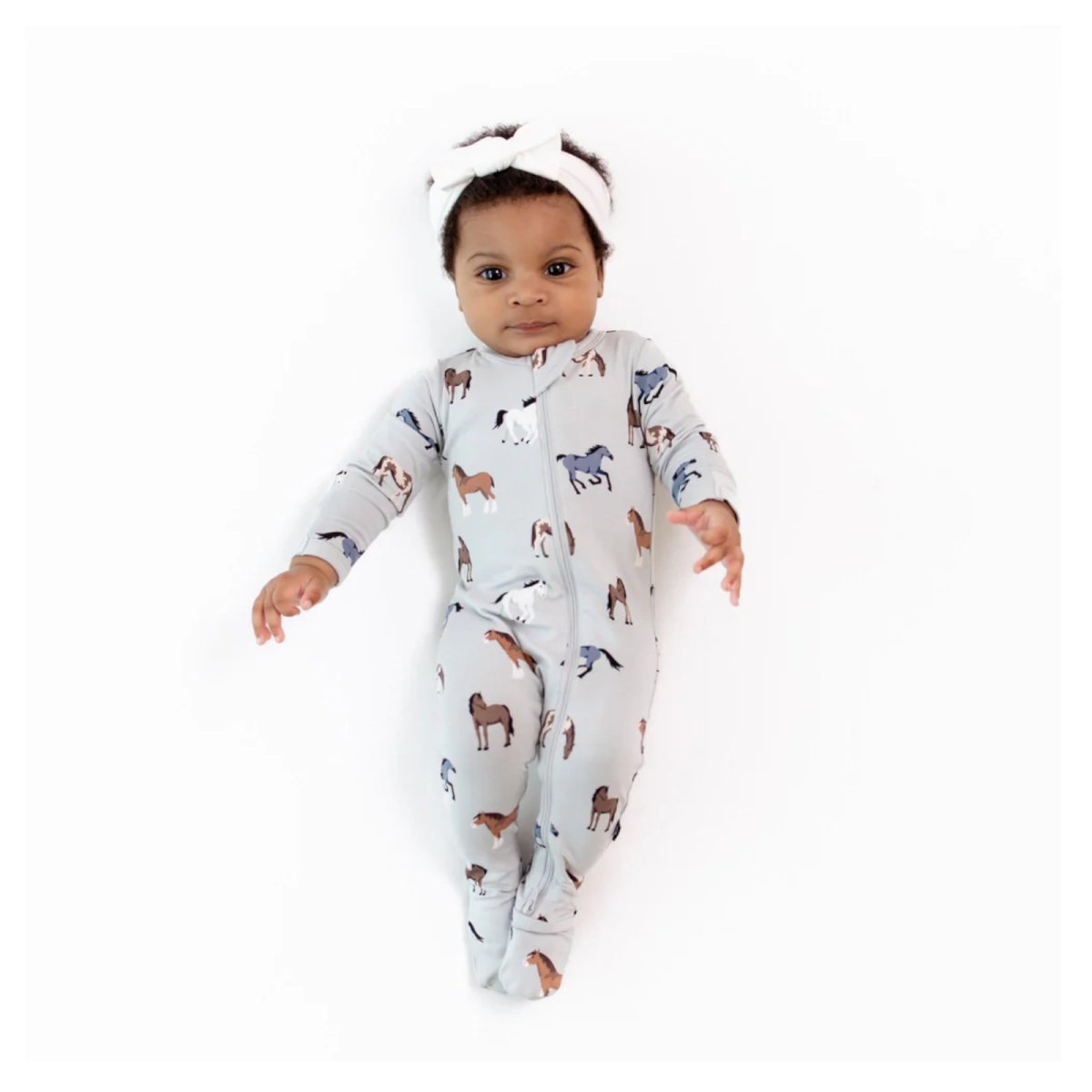 Printed Zippered Footie - Horse