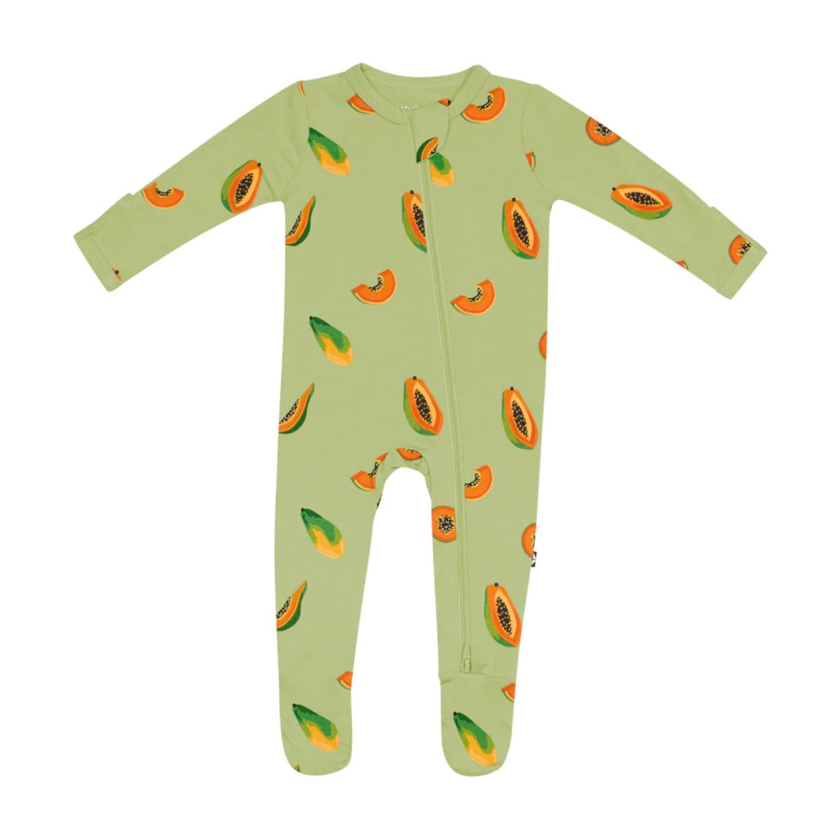 Printed Zippered Footie - Papaya