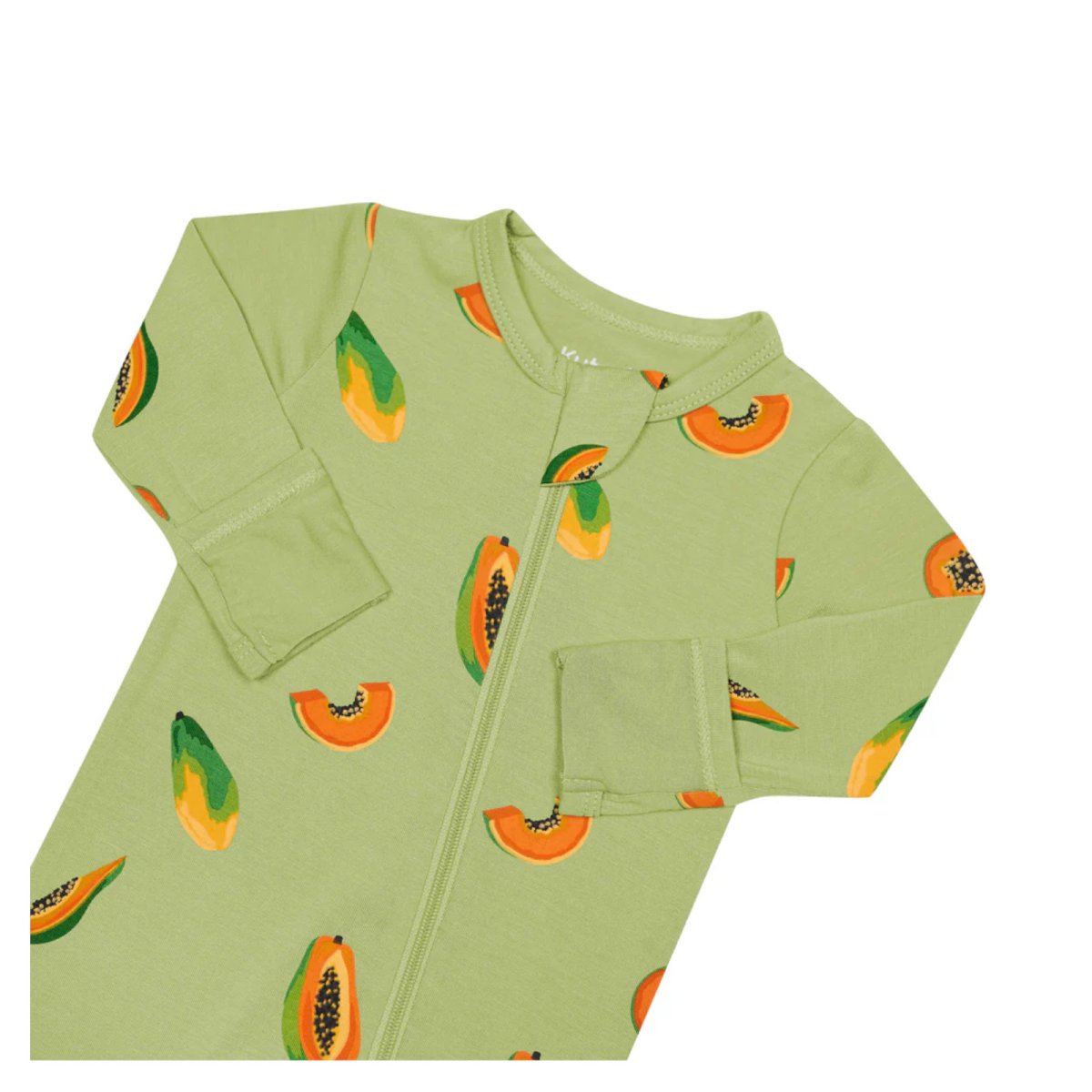Printed Zippered Footie - Papaya